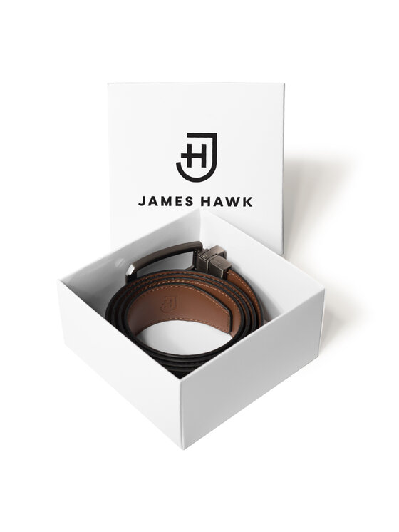 James Hawk James Hawk Pasek Męski Męski skórzany pasek dwustronny Brązowy