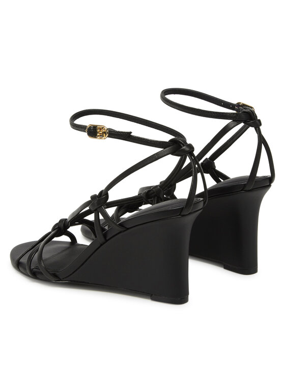 Tommy Hilfiger Tommy Hilfiger Sandały Leather Knots Wedge Sandal FW0FW08417 Czarny