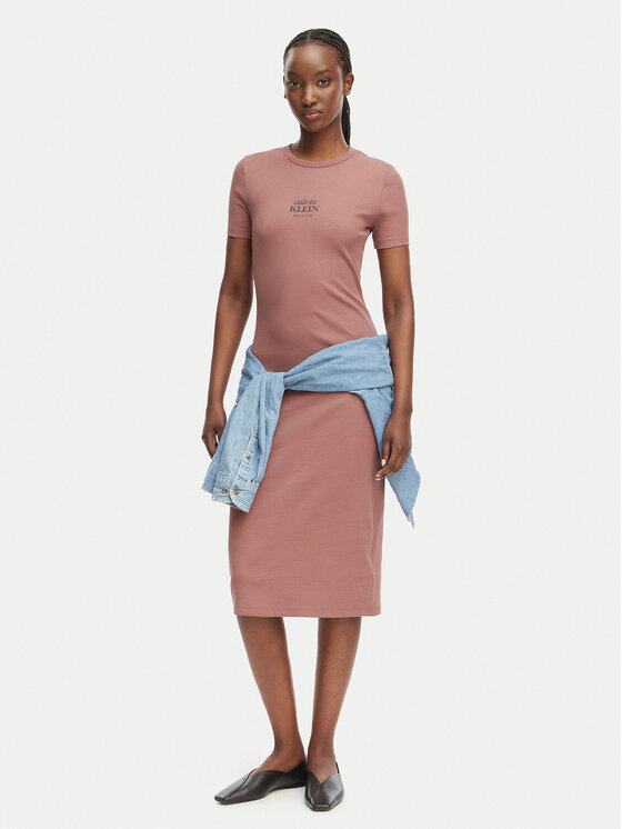 Calvin Klein Jeans Calvin Klein Jeans Rochie de vară LV044F241G Maro deschis Slim Fit