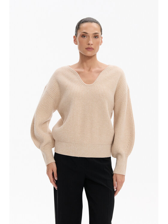 Deni Cler Milano Deni Cler Milano Sweter T-DC-S461-F5-90-72-1 Beżowy Loose Fit