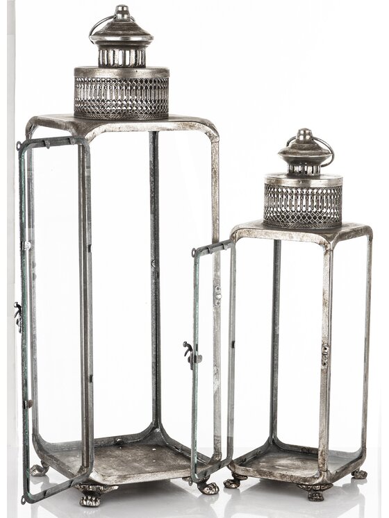 MIAhome MIAhome Lampion 2 szt. metalowy LANTEN Srebrny