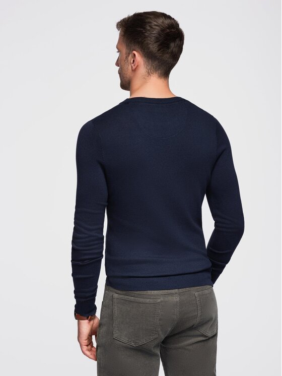 Ombre Ombre Sweter OM-SWBS-0106 Granatowy Regular Fit