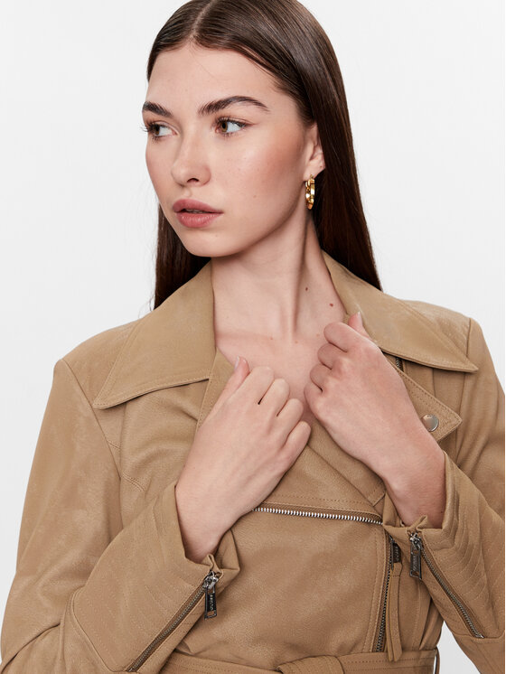 Guess Guess Шкіряна куртка W3YL33 WFIV0 Коричневий Regular Fit