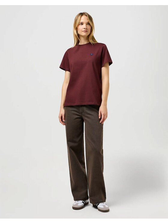 Wrangler Wrangler T-shirt Round Tee 112356625 Bordeaux Regular Fit