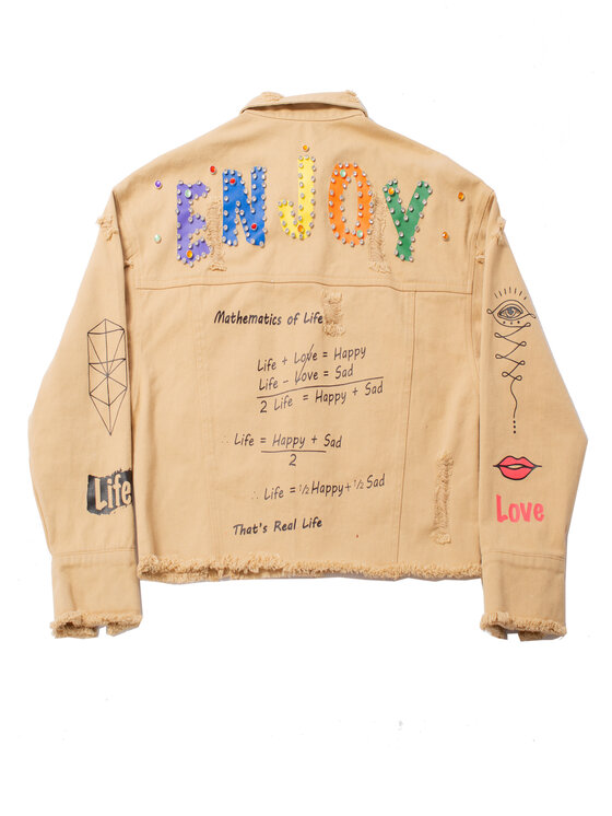 MATSOUR'I MATSOUR'I Kurtka jeansowa Enjoy Beżowy Easy Fit