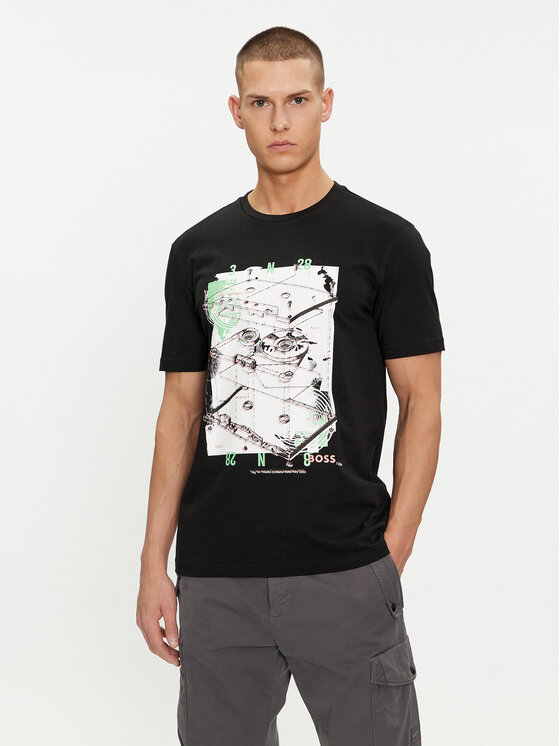 BOSS Boss Tričko Te_Cassatte 50516003 Čierna Regular Fit