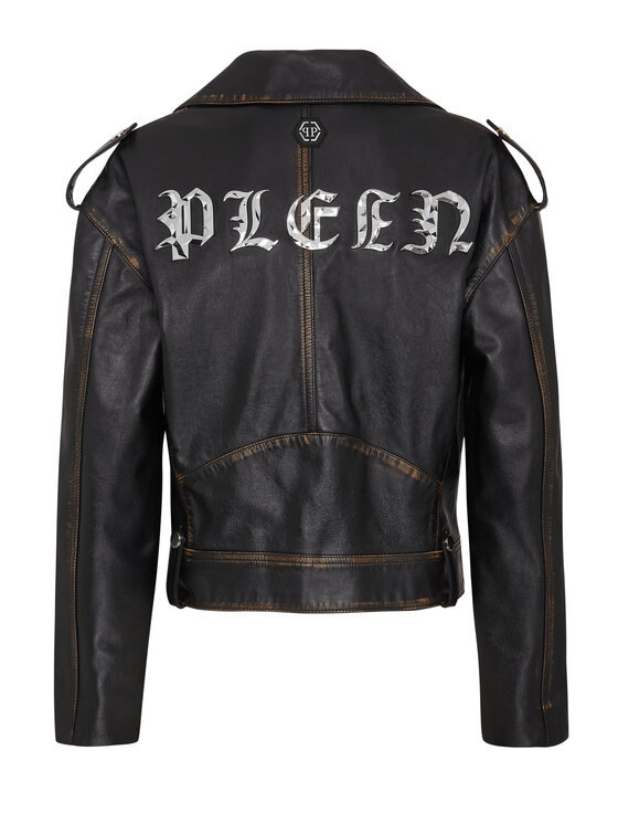 PHILIPP PLEIN PHILIPP PLEIN Kožená bunda 19351 Čierna Regular Fit