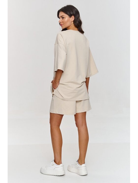 Makadamia Makadamia Dres m870 Beżowy Oversize
