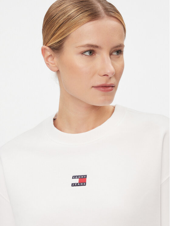 Tommy Jeans Tommy Jeans Bluza Badge DW0DW17325 Biały Boxy Fit