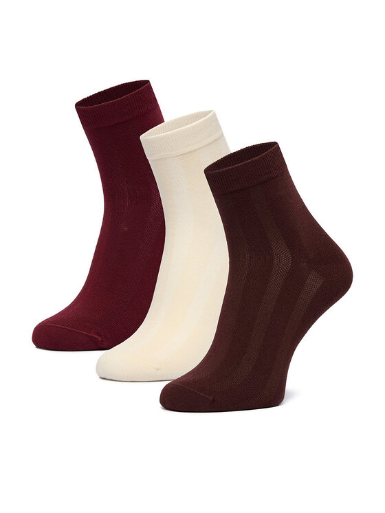 Nine West Skarpety krótkie CEO_BR_NW_25082_Z_AW25 (3 PACK) Bordowy