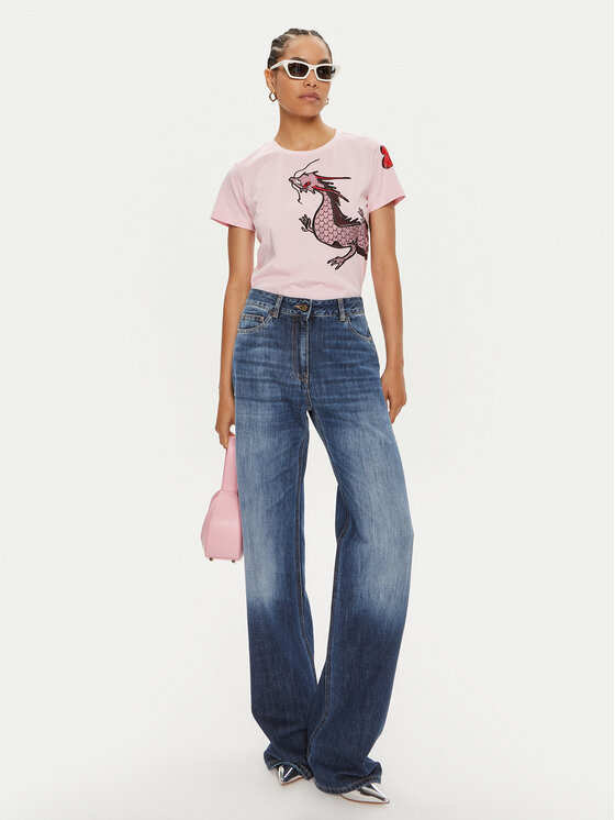 PINKO Pinko T-shirt Quentin 100535 A1QT Ružičasta Regular Fit