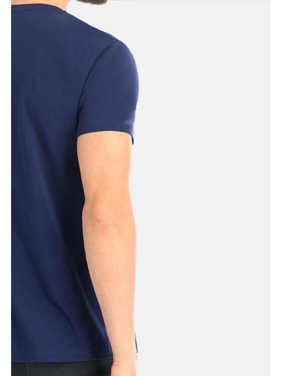 Teyli Teyli T-Shirt męski bawełniany Dany Niebieski Classic Fit