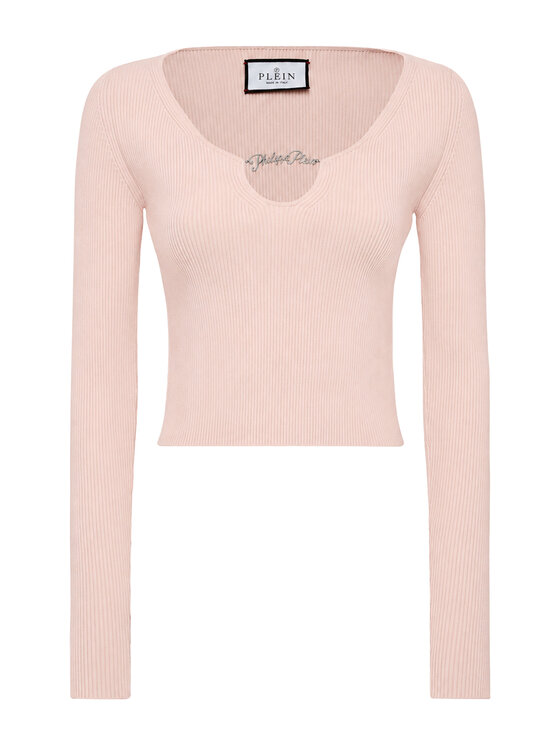 PHILIPP PLEIN PHILIPP PLEIN Top 22135 Kremowy Cropped Fit
