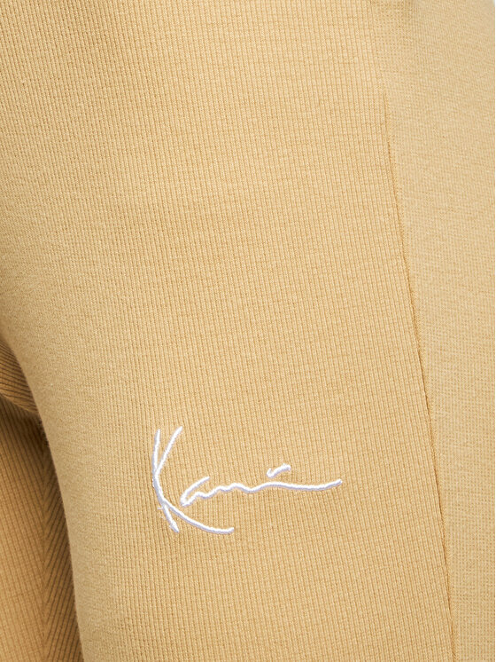 Karl Kani Karl Kani Pantaloni da tuta Small Signature Flared Rib 6104086 Beige Flare Fit