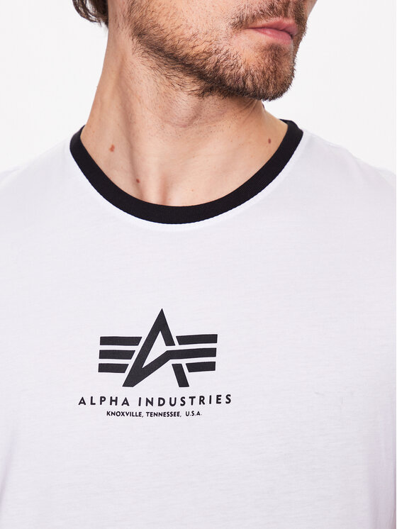 Alpha Industries Alpha Industries T-Shirt Basic T Contrast 106501 Biały Regular Fit
