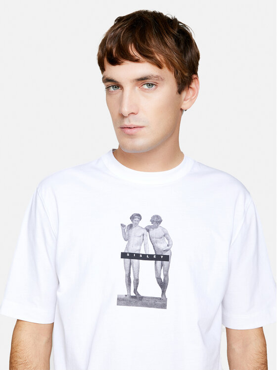 Sisley Sisley T-Shirt 3I1XS103I Bílá Regular Fit