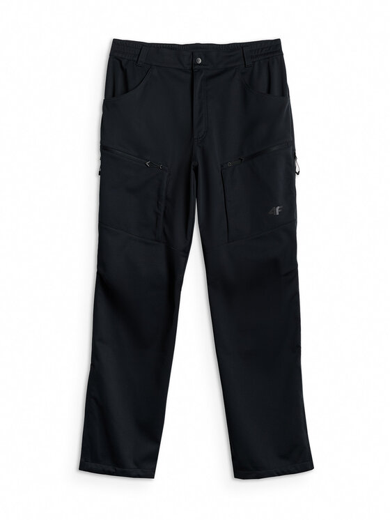 4F 4F Spodnie przeciwdeszczowe TREKKING Czarny Regular Fit