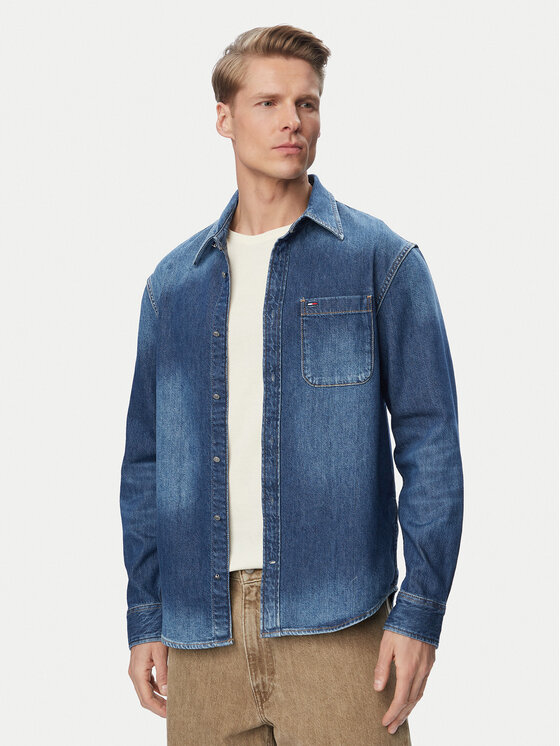 Tommy Jeans cămașă de blugi DM0DM23390 Albastru Regular Fit