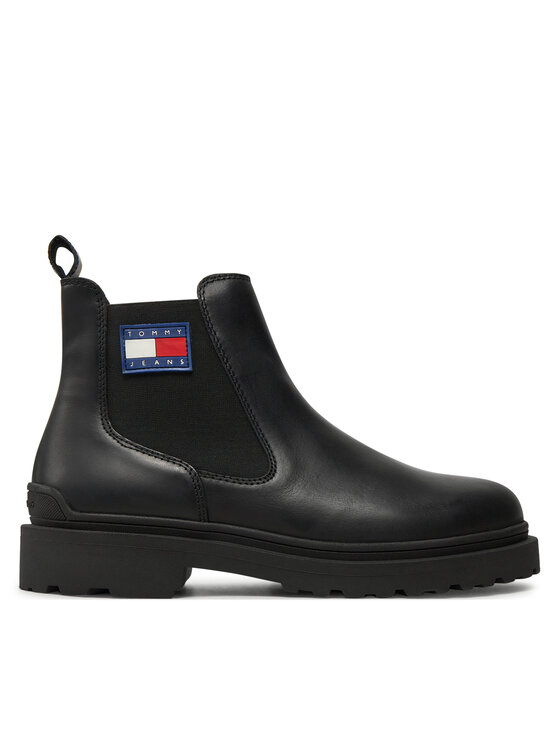 Tommy Jeans Členková obuv s elastickým prvkom EM0EM01448 Čierna