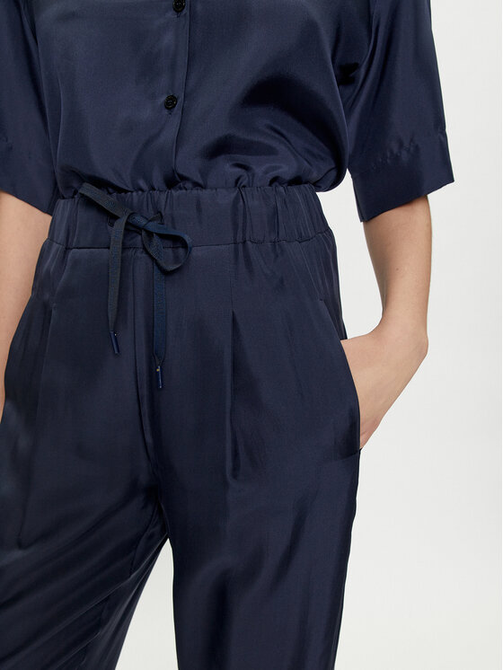 Marella Marella Текстилни панталони Galoppo 2413131095 Тъмносин Relaxed Fit