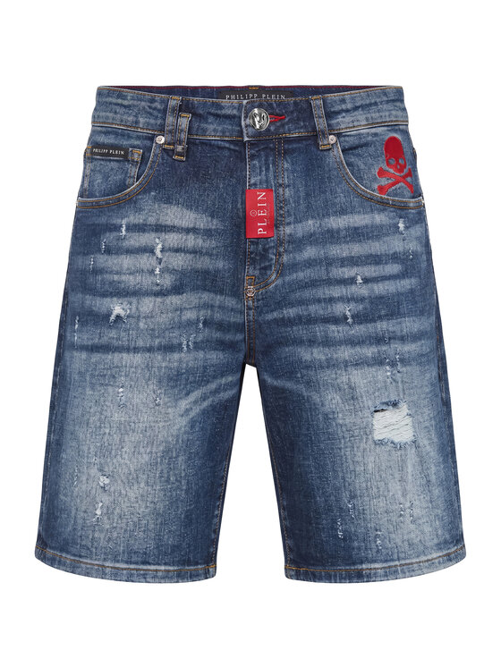 PHILIPP PLEIN PHILIPP PLEIN Szorty jeansowe 31801 Niebieski Loose Fit