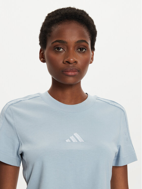 adidas T Shirt ALL SZN 3 Stripes IY6846 Blau Slim Fit Modivo