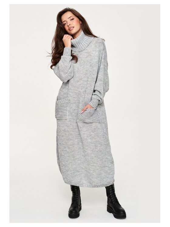 Makadamia Makadamia Sweter S178 Szary Loose Fit