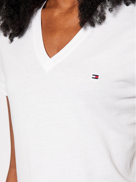 Tommy Hilfiger Tommy Hilfiger Póló Heritage V-Neck Tee WW0WW24969 Fehér Regular Fit