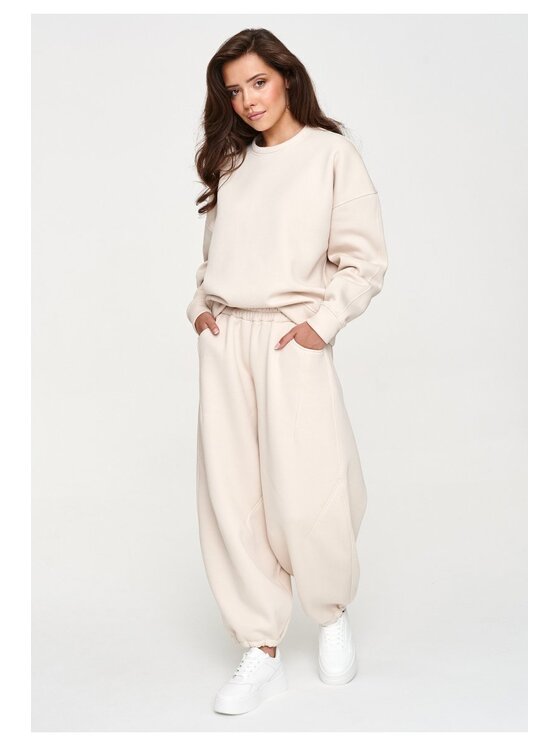 Makadamia Makadamia Dres M947 Beżowy Loose Fit