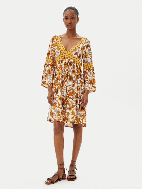 Selmark Selmark Лятна рокля BM298 Жълт Relaxed Fit