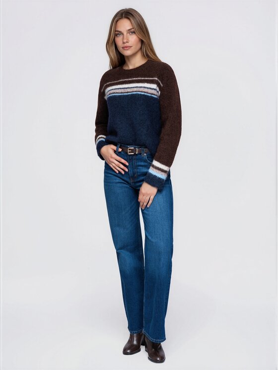 Ombre Ombre Sweter OW-SW-E0075 Granatowy Regular Fit