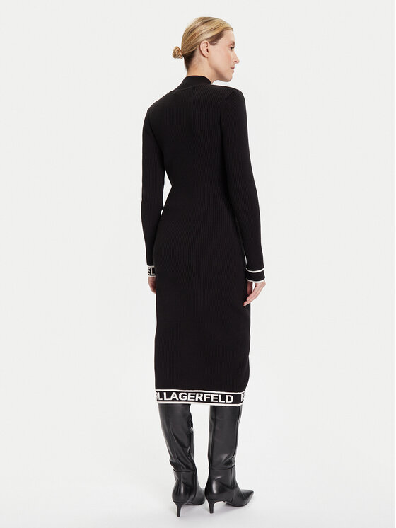 KARL LAGERFELD KARL LAGERFELD Трикотажна сукня A4W13028 Чорний Slim Fit