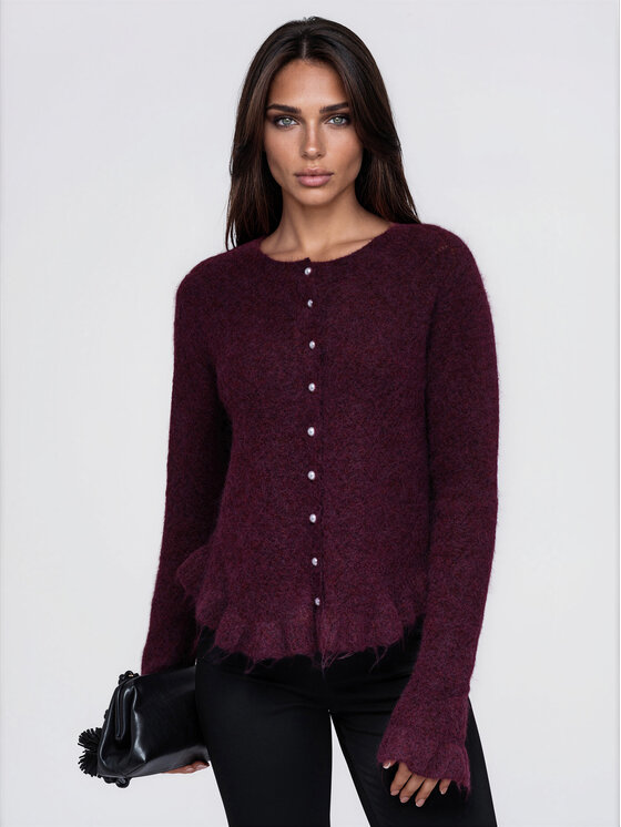 Ombre Ombre Svetr OW-SW-E0010 Bordó Regular Fit