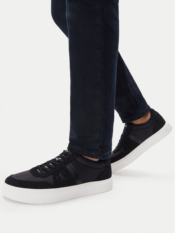 Calvin Klein Calvin Klein Tenisice Mixed Texture Lace Up Cupsole Trainers YM0YM01395 Crna