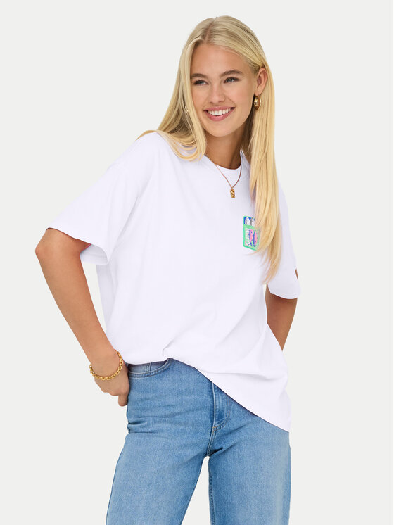 ONLY Tricou Vivvi 15346761 Alb Regular Fit
