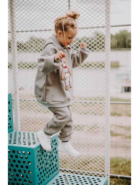 Bejbi Story Bejbi Story Bluza Bluza oversize Arthur Teddy z kapturem Szary Oversize