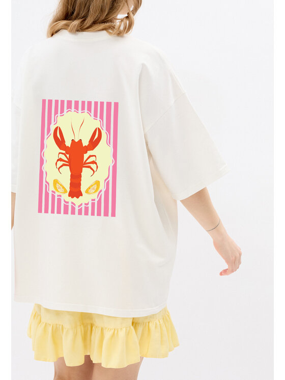 Mirons Mirons T-Shirt Print Biały Oversize