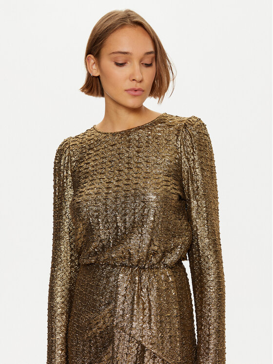 LOLA CASADEMUNT LOLA CASADEMUNT Коктейлна рокля MF2416006 Златист Regular Fit