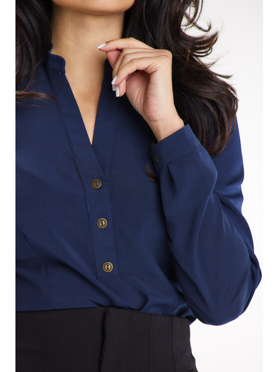 Awama Awama Koszula A649 Granatowy Basic Fit