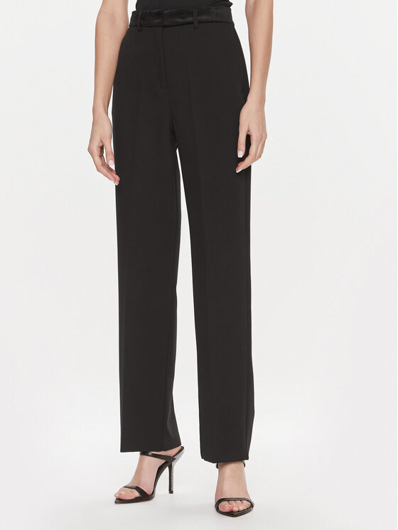 ViCOLO ViCOLO Medžiaginės kelnės TR0932 Juoda Straight Fit