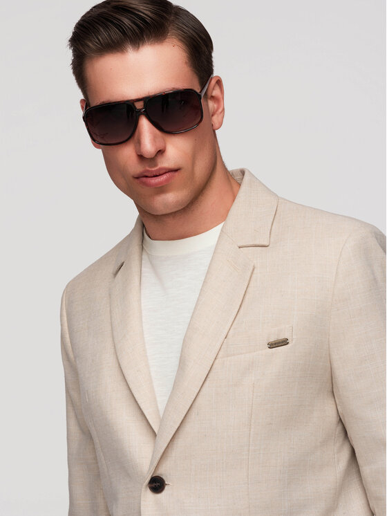 Ombre Ombre Marynarka M169 Beżowy Regular Fit