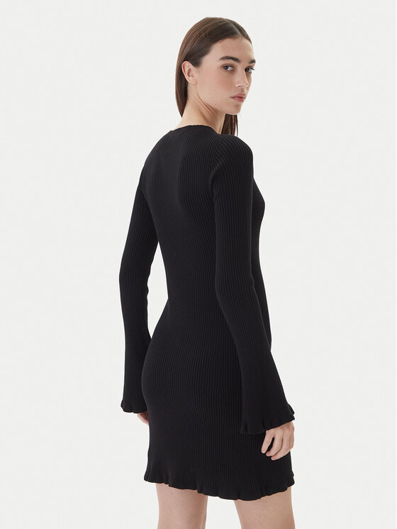 Kontatto Kontatto Rochie tricotată 3M0819C Negru Slim Fit