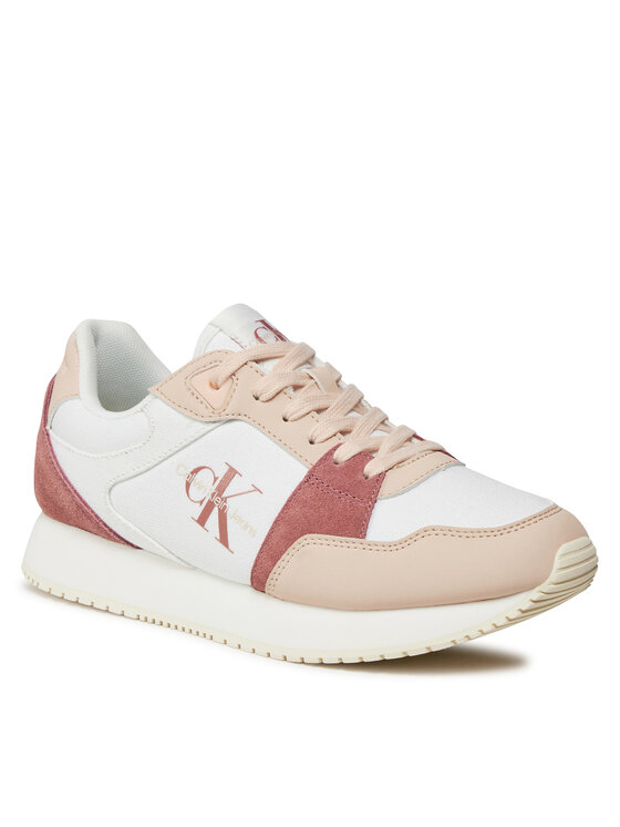 Calvin Klein Jeans Calvin Klein Jeans Snīkeri Runner Low Lace Mix Ml Btw YW0YW01436 Balts