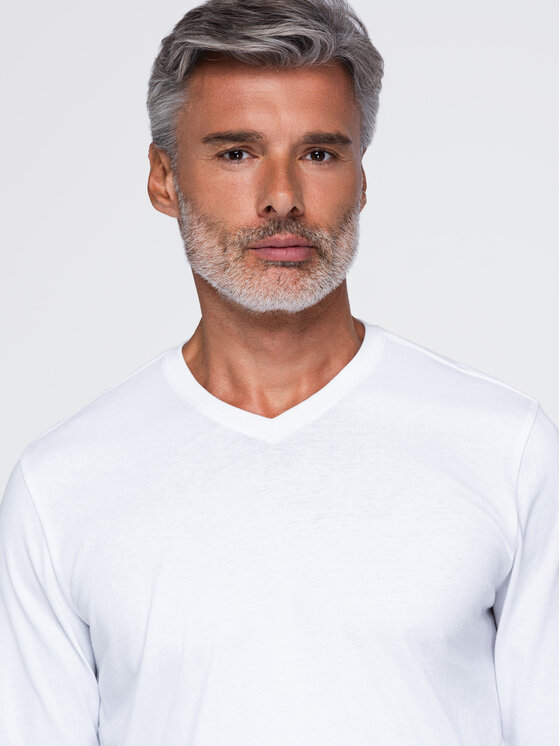 Ombre Ombre Longsleeve OM-LSBL-0143 Biały Regular Fit