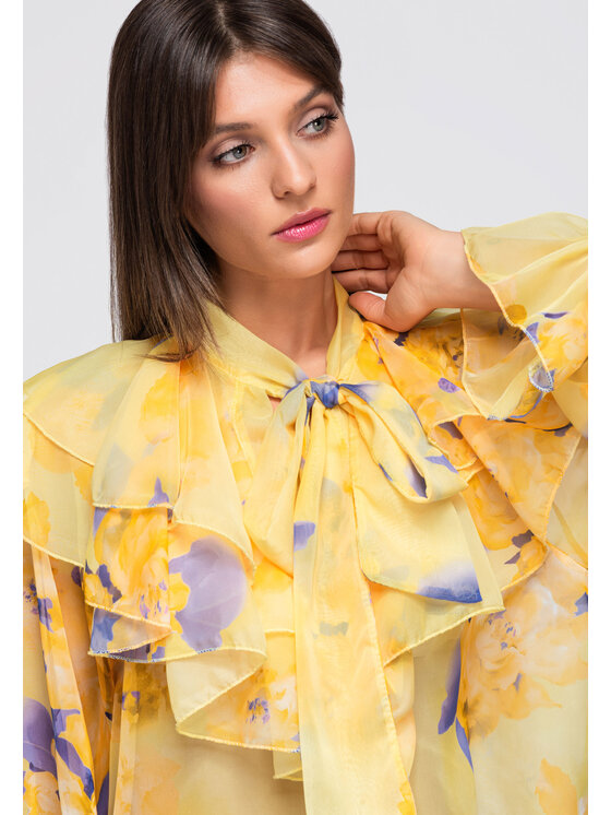 Ombre Ombre Koszula OW-SH-E0043 Żółty Loose Fit