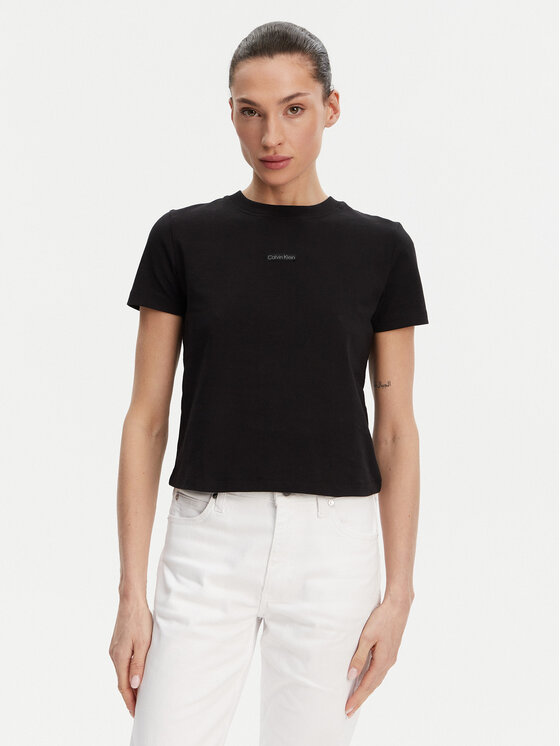 Calvin Klein Jeans Tričko Placed Institutional J20J225524 Čierna Slim Fit