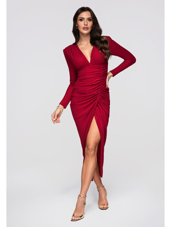 Ombre Ombre Sukienka wieczorowa LA-OM-DLR268 Czerwony Regular Fit