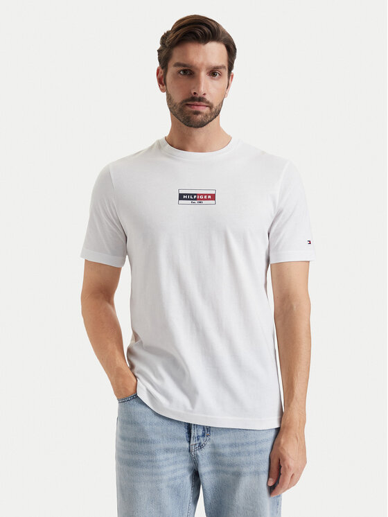 Tommy Hilfiger Tommy Hilfiger T-krekls Brand Love MW0MW44882 Balts Regular Fit