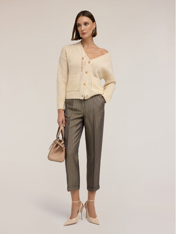 Motivi Motivi Cardigan M016W003689N002 Écru Regular Fit