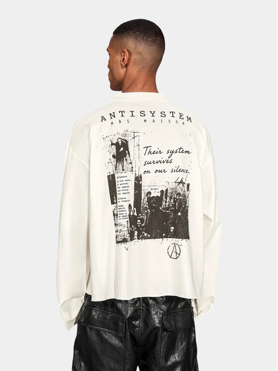 MADE BY SOCIETY MADE BY SOCIETY Longsleeve WIDE FIT - T17705 Biały Basic Fit